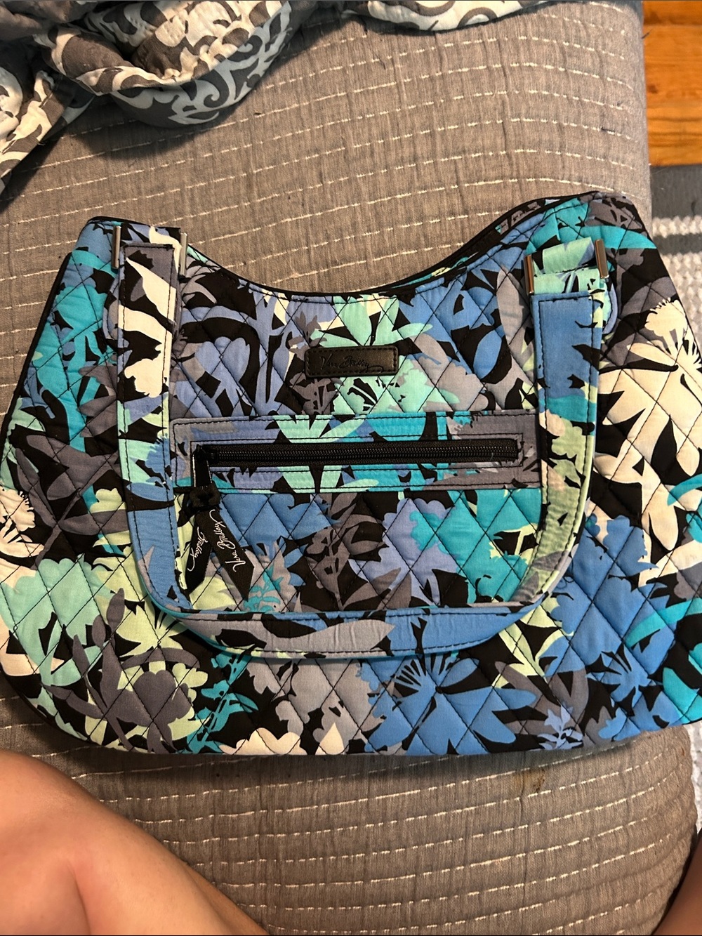Vera Bradley Teal Blue Floral Quilted Satchel